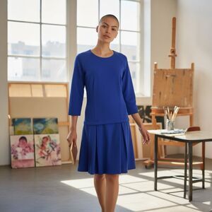 Badgley Mishcka Blue Drop Waist Long Sleeve Dress Sz 12